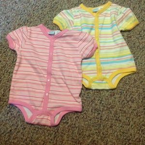 SIMPLE BASIC,  baby girl bundle of 2 onesies 6/9m  NWOT
